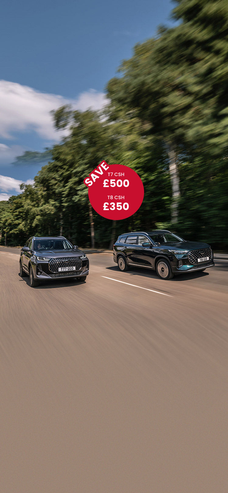 Advertisement banner for Chery Tiggo 7 CSH surrounded by beach items