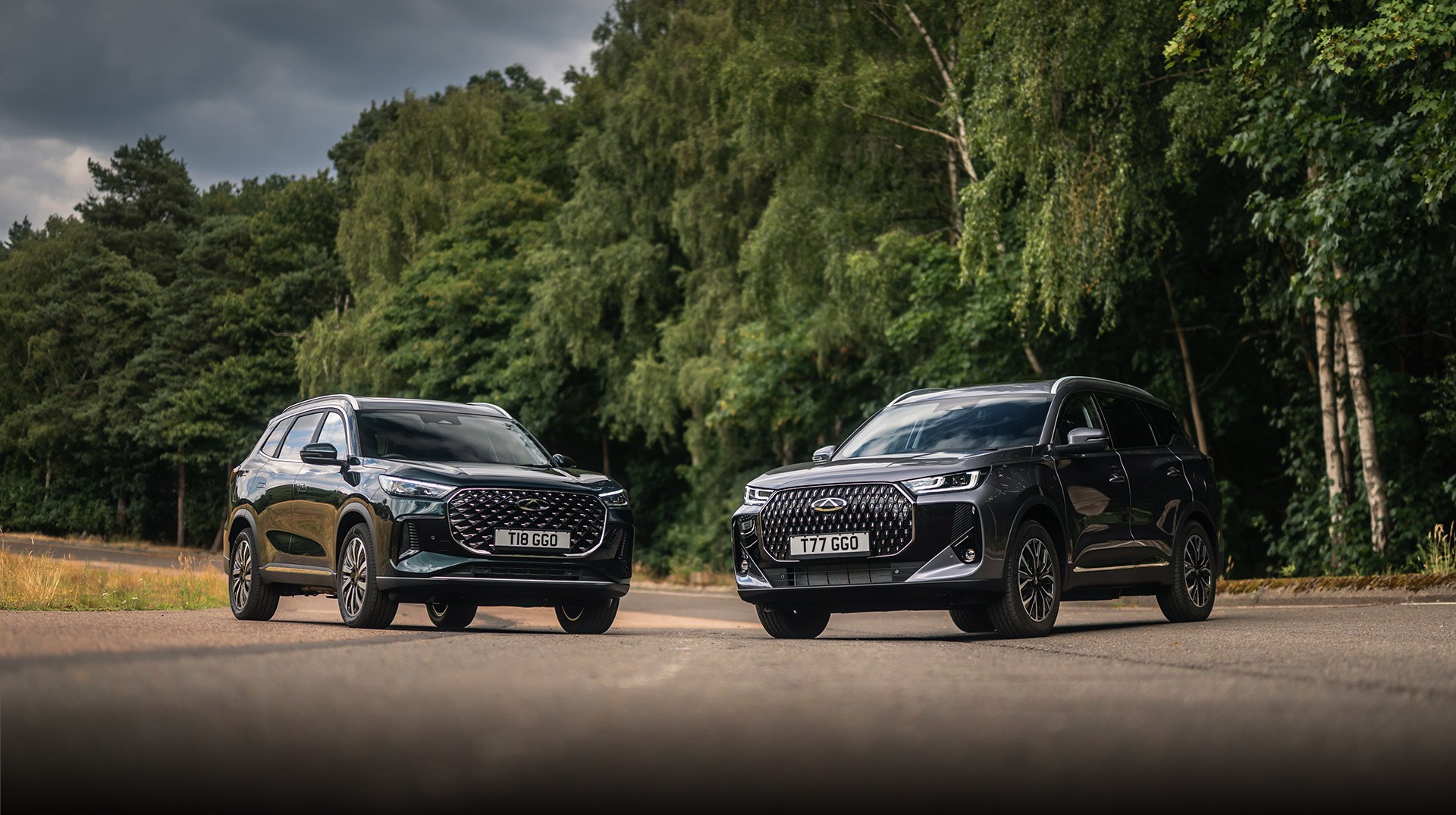 Portrait image of Chery TIGGO 7 & 8 surrounded by forest