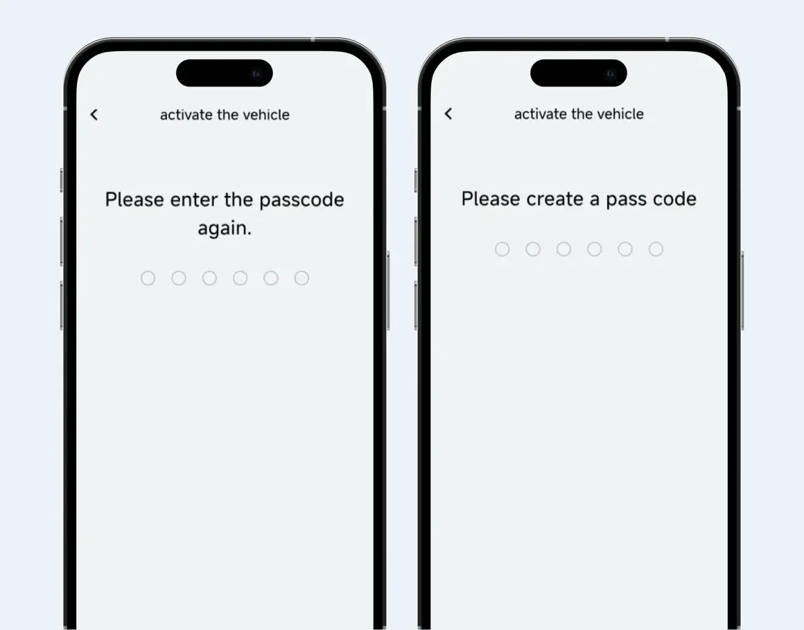 Vehicle Passcode Activation from Chery mobile app